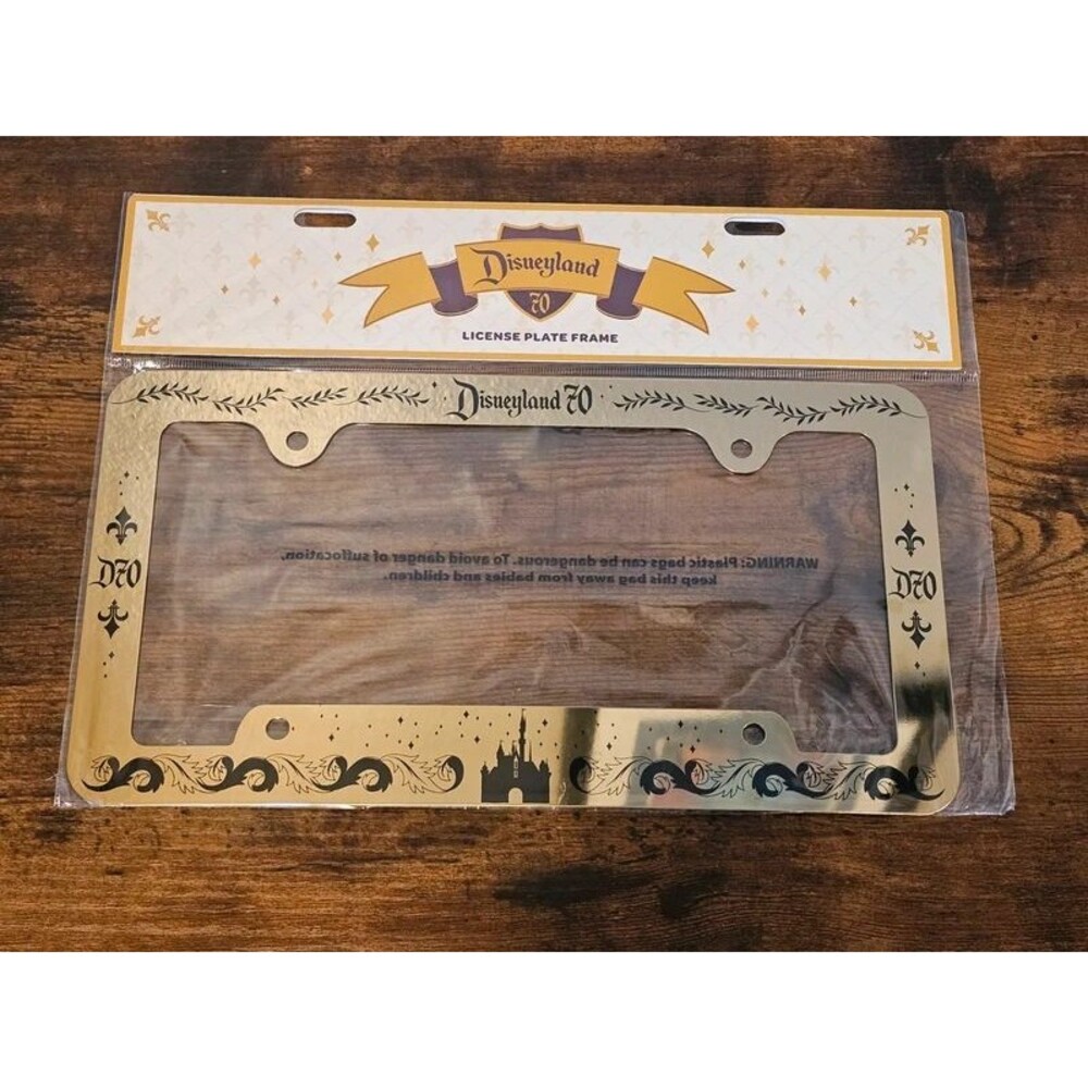 NWT Disneyland 70th Anniversary Gold License Plate Frame
